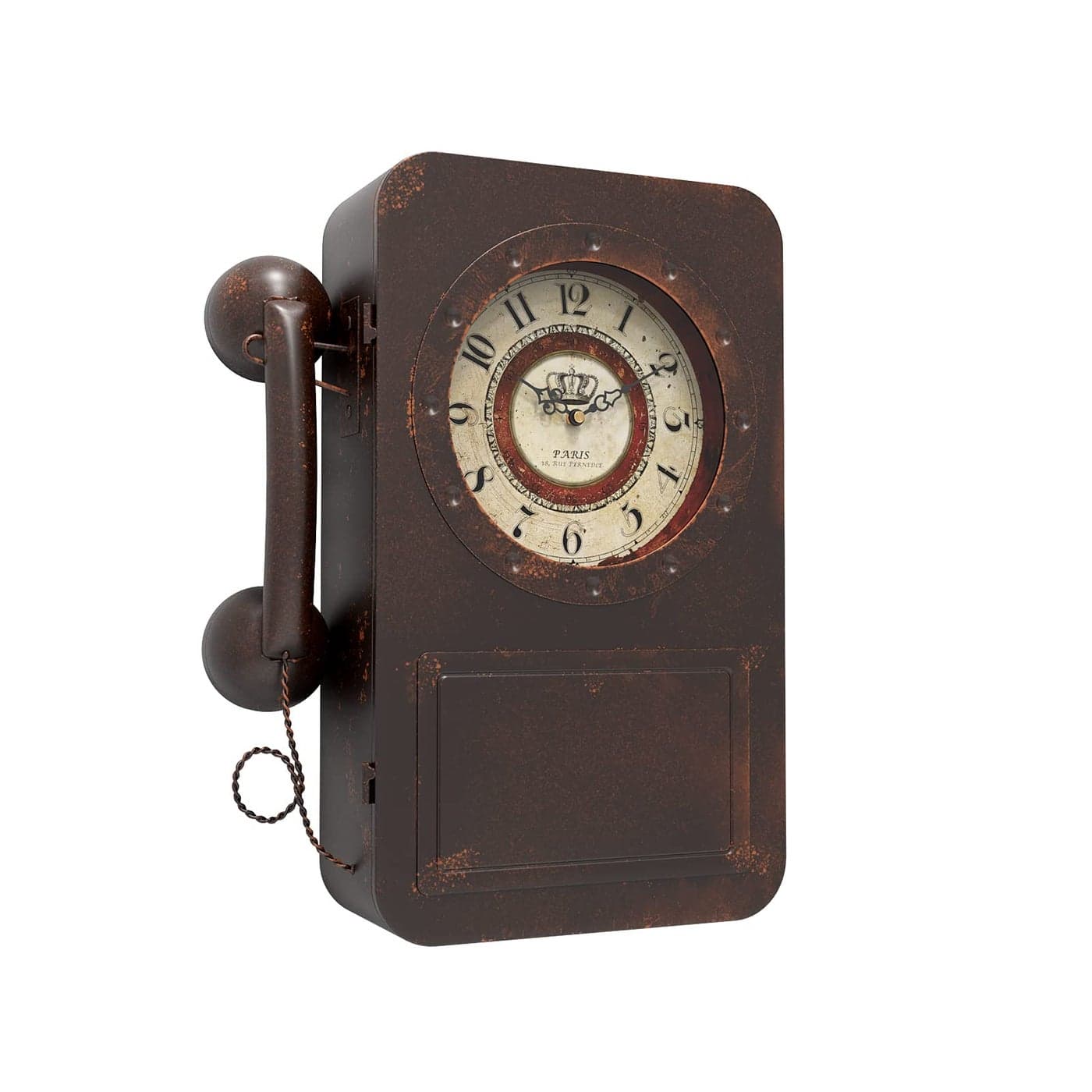 Abdurey Retro Old Telephone Wall Clock with Hidden Safe Battery Operated Quartz Metal Wall Clocks Large Rectangular Vintage Decor Clocks for Farmhouse Living Room16 H x 12 W x 4 D