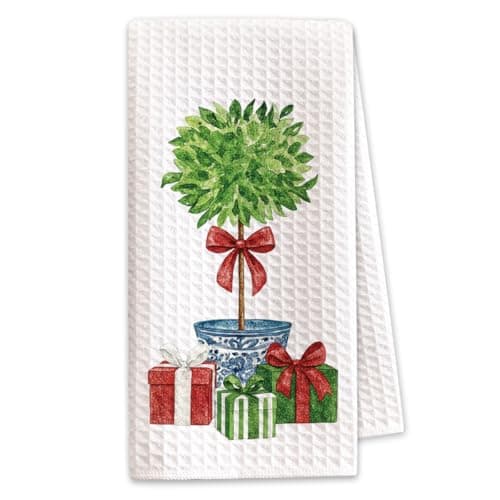 Shescrzionu 1PCS Christmas Decor Hand Towels for Gifts Women,Chinoiserie Christmas Kitchen Tea Towels and Dishcloths,Adornos navideños para el hogar,Holiday Winter Decoration for Home A09