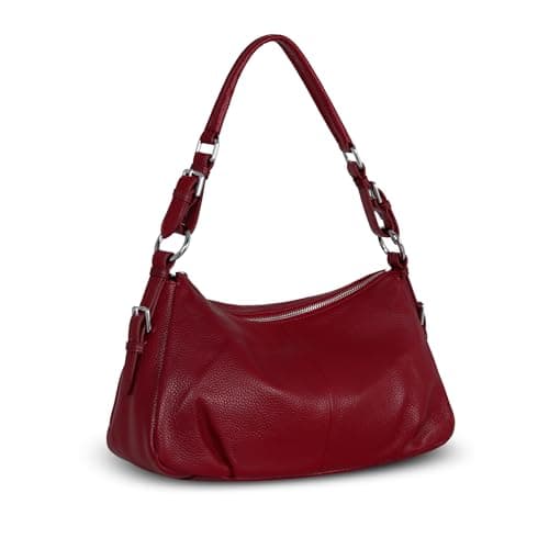 HESHE Leather Purses and Handbags Hobo Shoulder Bags Tote Bag Crossbody Purse Ladies Designer Satchel Bags (Wine)