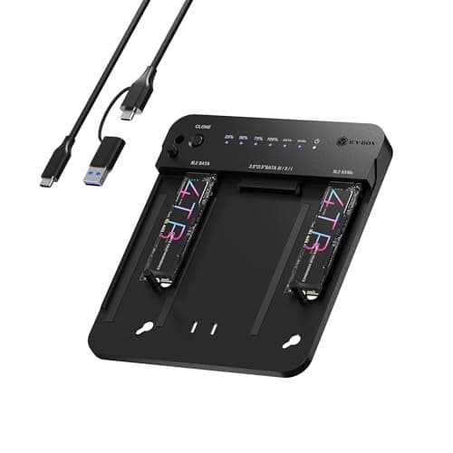 M.2 NVMe & SATA SSD/HDD Docking Station, ICY BOX USB-C 10 Gbps Dual Bay Hard Drive Clone Station & Reader (SATA 2.5/3.5 Inch & M.2 NVMe), Two-Way Cloning, Tool-Free External Adapter