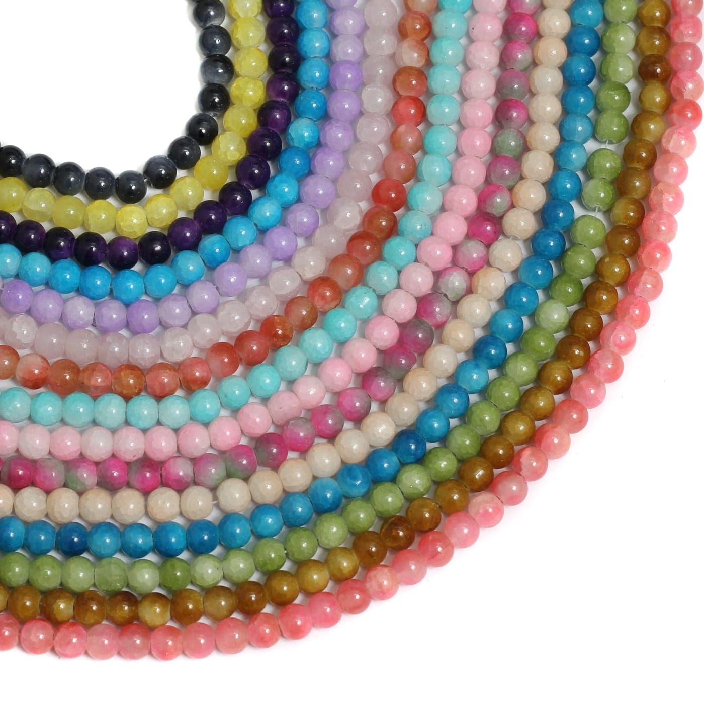 Beadsnfashion 750 Pcs 8mm Dual Tone Crackle Glass Beads Multicolor Round Beads Combo (15 Strings, 50 Each) for DIY Jewellery Making, Bracelets, Earrings, Necklaces & Crafts