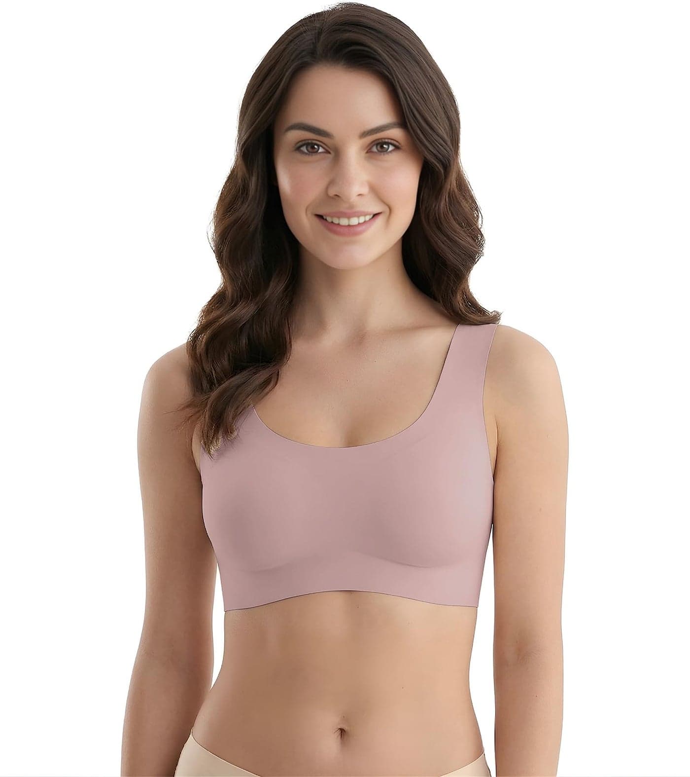 DClub Comfort Revolution Seamless Bra Easy lite Full-Coverage Wireless Everyday Bra with CloudSoft Comfort with Removable Pad. Nude