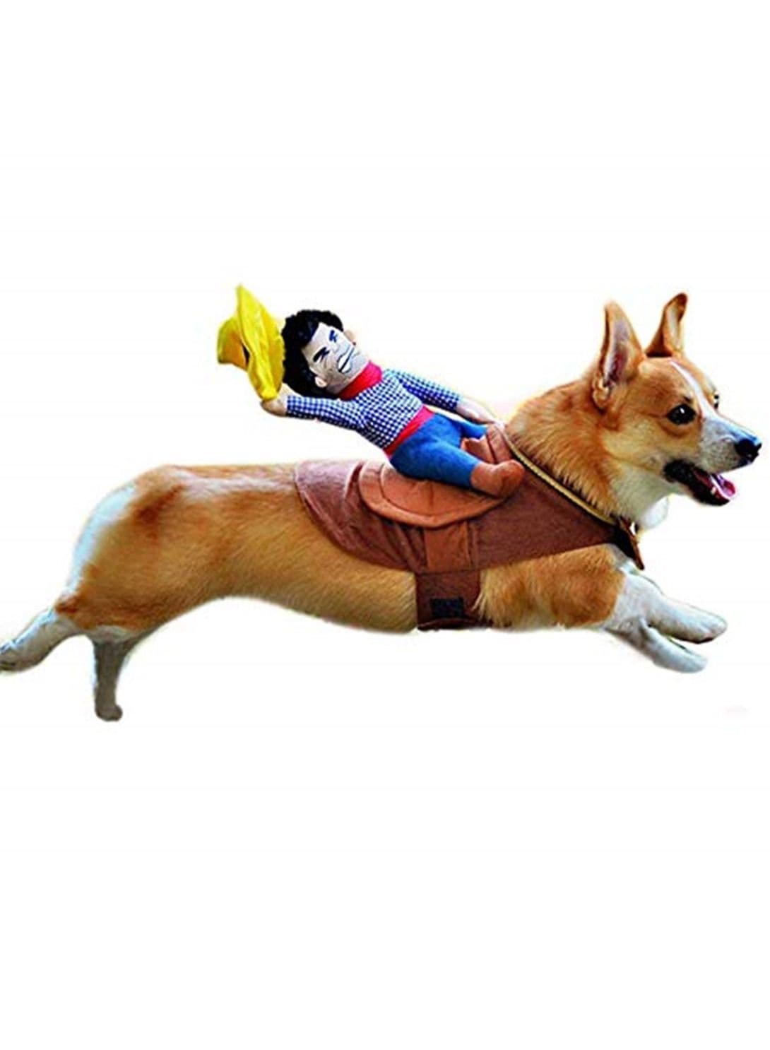 Puppy Pet Dog Partys Halloween Cowboy Funny Cute Soft Costume Riders Clothes, Dog Cowboy Costume with Doll and Hat Suitable for Chest Size of 38-45CM