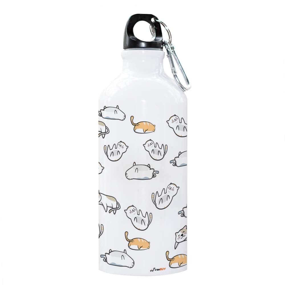 FirseBUY Cute Sleeping Cats Printed Aluminium Water Bottle 600 ml Eco Friendly BPAFree
