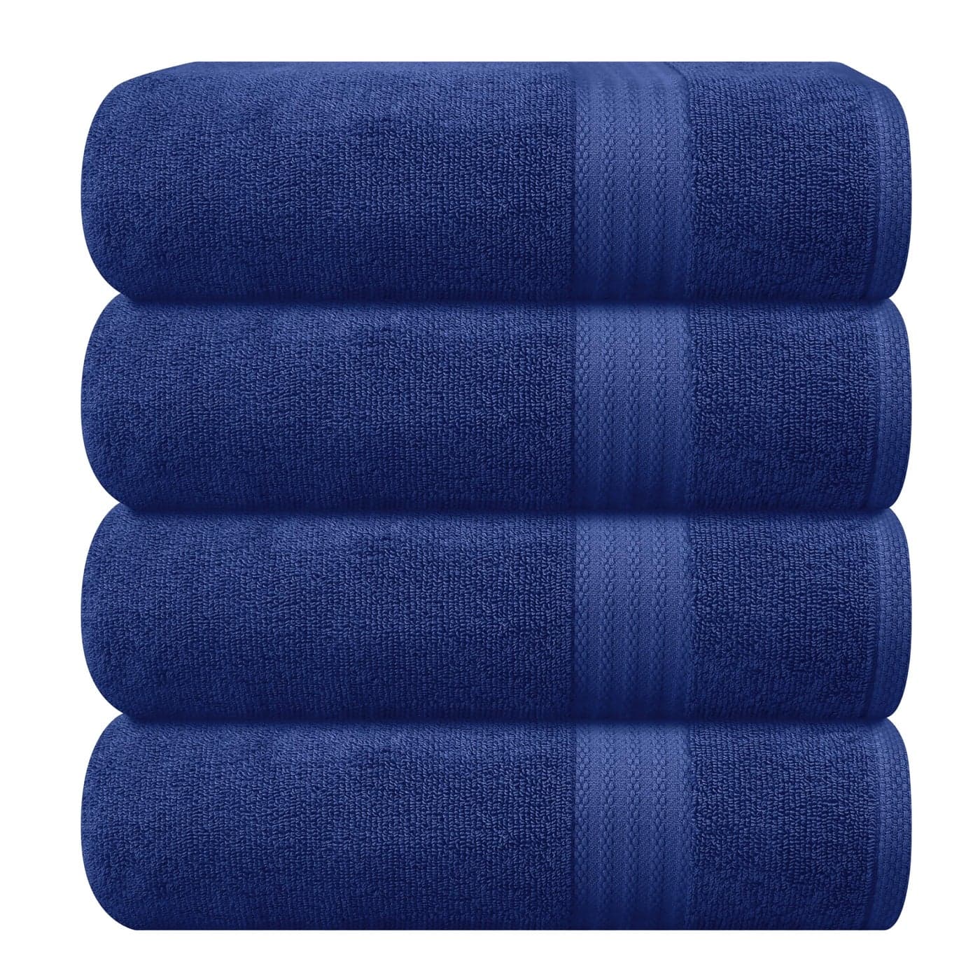 GLAMBURG Premium Cotton 4 Pack Bath Towel Set 100 Pure Cotton 4 Bath Towels 27x54 Ideal for Everyday use Ultra Soft Highly Absorbent Navy
