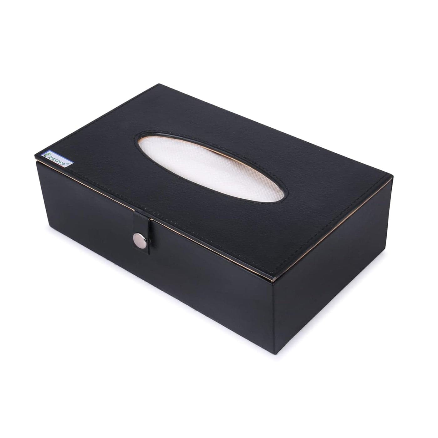 Rasper Black Leather Tissue Box Holder for Car Napkin Holder Tissue Paper Dispenser Facial Tissue Holder for Home Office with Magnetic Closure