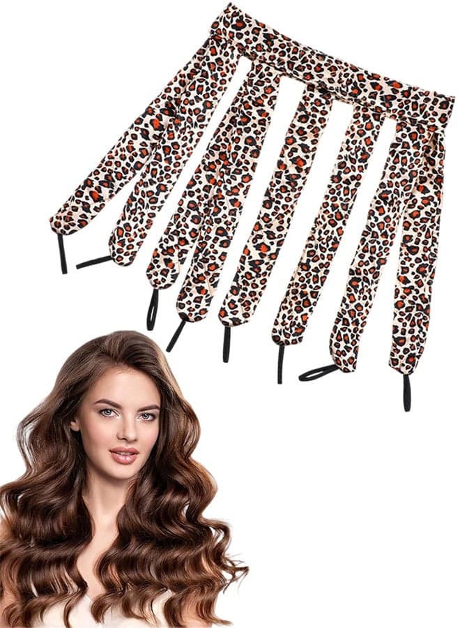 1 Pack Leopard Print No Heat Curlers, Adjustable & Removable Overnight Heatless Curling Tool for Long & Short Hair, for Women & Girls
