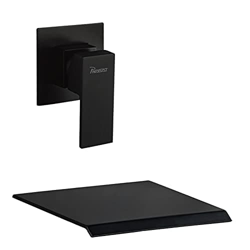 PHASAT Wall Mounted Waterfall Tub Faucet,Brass Waterfall Bathtub Faucet Tub Spout for Bathroom,High Flow Wall Mount Tub Filler Matte Black PTBB02E