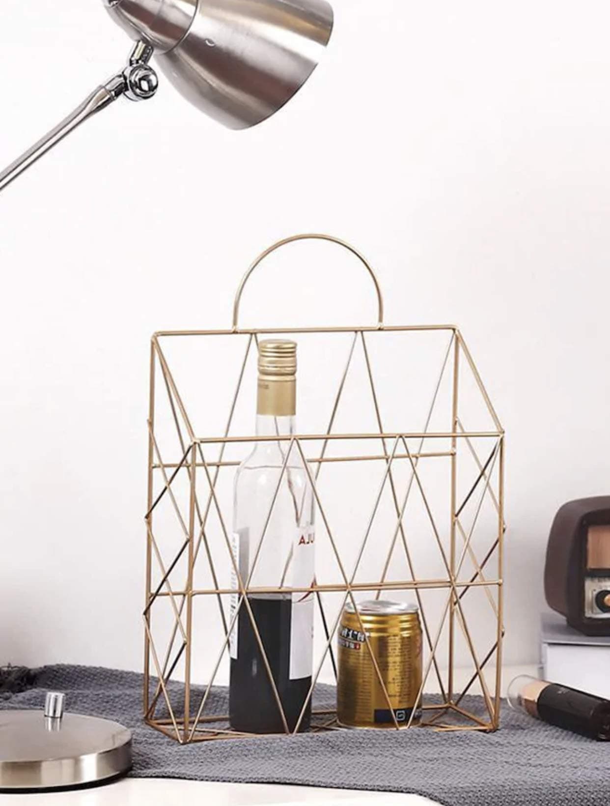 PIKIFY Steel Iron Line Wall Hanging Storage Basket - 1pc (Gold)