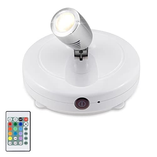 LUXSWAY LED Spot Lights Indoor,Battery Operated Accent Picture Light,12 Colors Changing Spotlight, Dimmable Uplight,Stick on Light for Painting Artwork Dartboard (White)