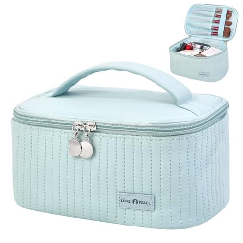 Yuilgdo Makeup Bag Travel Cosmetic Bag, Large Capacity Makeup Organizer Bag and Storage, Portable PU Leather Pouch Toiletry Bag Make up Organizer, Cosmetic Bags for Women