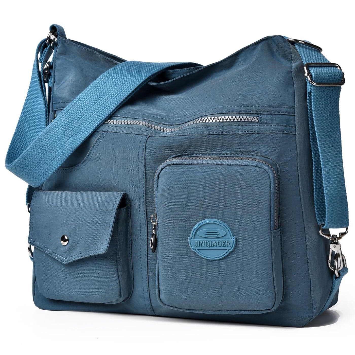 Multipurpose Hobo Purse for Women with Antitheft RFID Waterproof Nylon Crossbody Bag Shoulder Handbag Convertible Backpack Pale Blue Large