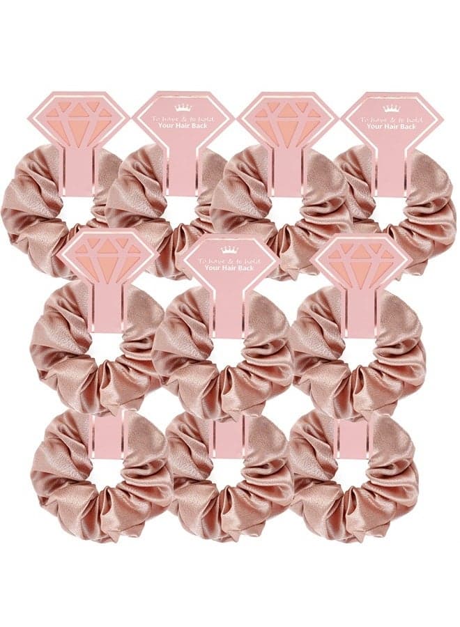 10 PACK Bridesmaid Scrunchies Bridesmaid Proposal Gifts Elastics Hair Ties Bachelorette Party Favors Bridesmaid Gift for Bridal Wedding Party(To Have and To Hold Your Hair Back)RoseGold