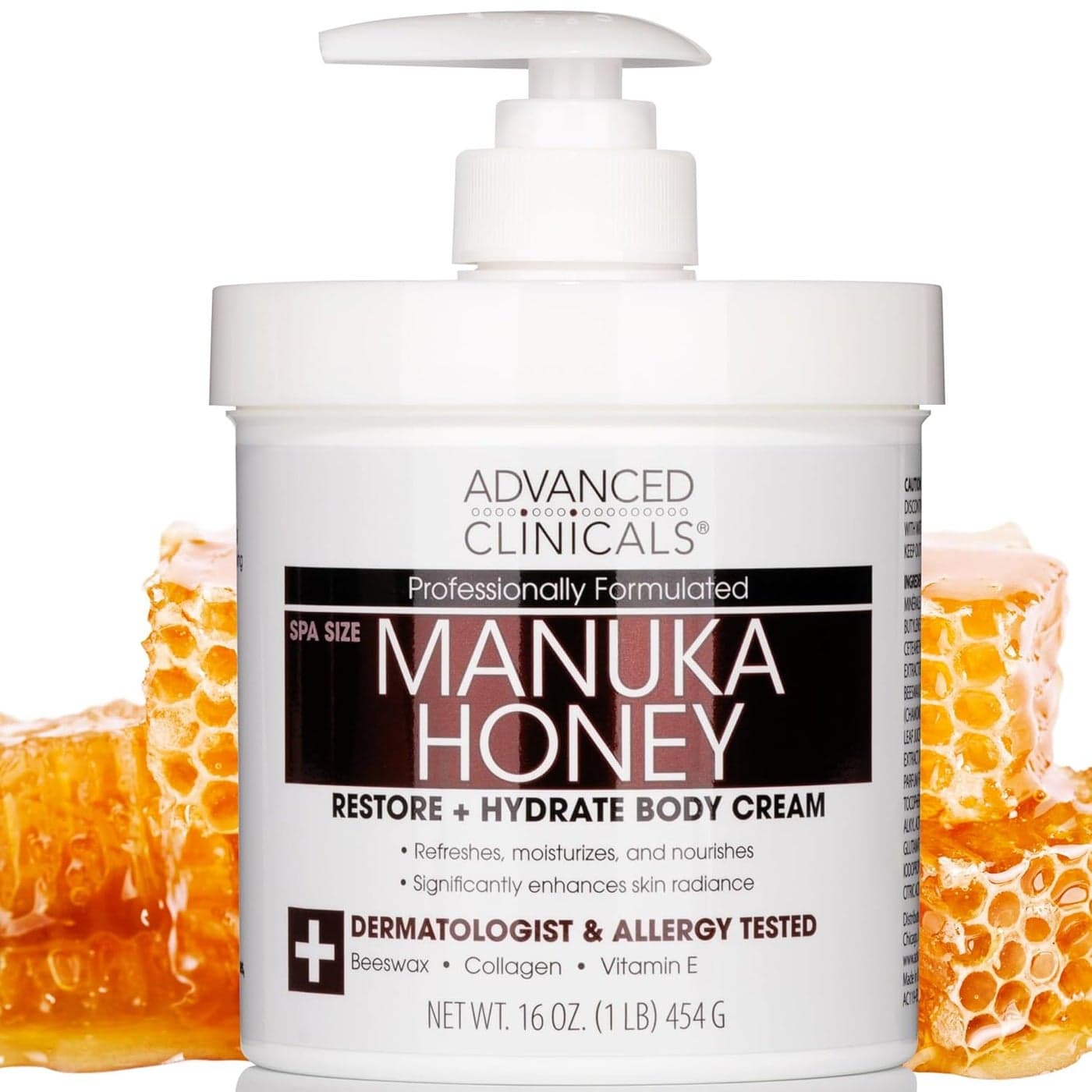Advanced Clinicals Manuka Honey Cream Face Moisturizer & Body Butter Lotion For Dry Skin | Firming & Hydrating Miracle Balm Skin Care Moisturizing Lotion For Women, Wrinkles, & Sun Damaged Skin, 16oz