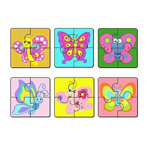 Artvibes Butterflies Wooden Jigsaw Puzzle Games for Children & Kids | Jigsaw Puzzles for Kids Age 2-5 | 4 Pieces Puzzles | Toddler's Wooden Puzzle (PZ_509N), Set of 6