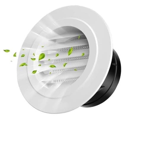 HASTHIP® Circle Cowl Air Vent Grille Cover Ducting - 3.93 Inch Round Exhaust Air Vent Cover with Built-in Fly Screen for Bathroom Kithchen Office Home, White-Taupe