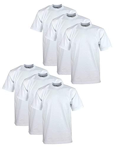 Pro Club Men's 6-Pack Heavyweight Cotton Short Sleeve Crew Neck T-Shirt, White, XL-Tall