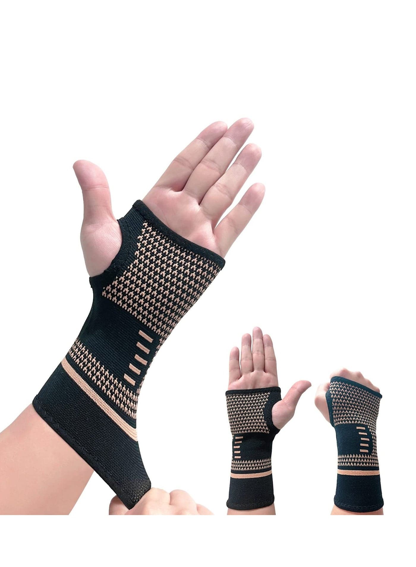 Elastic Wrist Support Sleeve, Copper Wrist Compression Brace, Elastic Arm Cast Stockinette for Tendonitis, Arthritis, Sprains Pain Relief, Breathable Carpal Tunnel Hand Brace for Sport and Workout