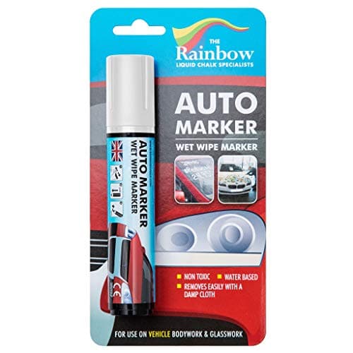 Window Markers for Glass Washable Car Window Paint Pen- Dry Erase Liquid Chalk Marker Car Decorations on All Surfaces, Tire, Windshield - Auto Marker, Autowriter, Rain Resistant (White, Jumbo Tip)