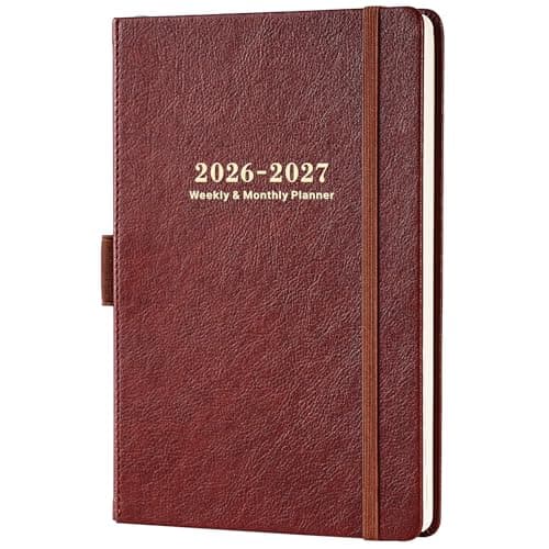 Planner 20262027 Academic Planner 20262027 Weekly and Monthly Planner with Stickers Faux Leather Cover Jul 2026 Jun 2027 575 X 825 2627 Yearly Planner Premium Paper Pen Holder Inner Pocket and 44 Notes Pages