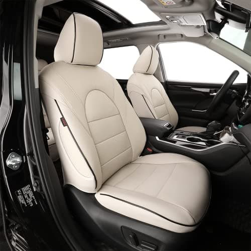 EKR Automotive Seat Covers for Trucks Toyota Grand Highlander 2024 2025,2nd Row 40/60 Split,Leather Seat Cover Full Set,Car Seat Protectors,Black Seat Covers for Cars(Beige)