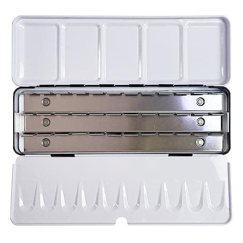 FCLUB Empty Watercolor Tins Palette Medium Watercolor Palette Paint Case for Holding 36 Half Pans or 21 Full Pans
