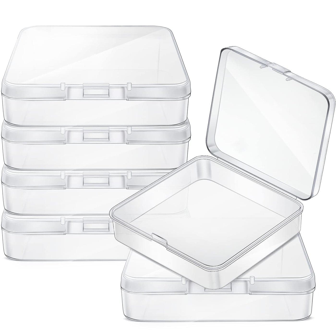 6 Pieces Mini Plastic Clear Beads Storage Containers Box for Collecting Small Items Beads Jewelry Business Cards Game Pieces Crafts 33 x 33 x 11 Inch