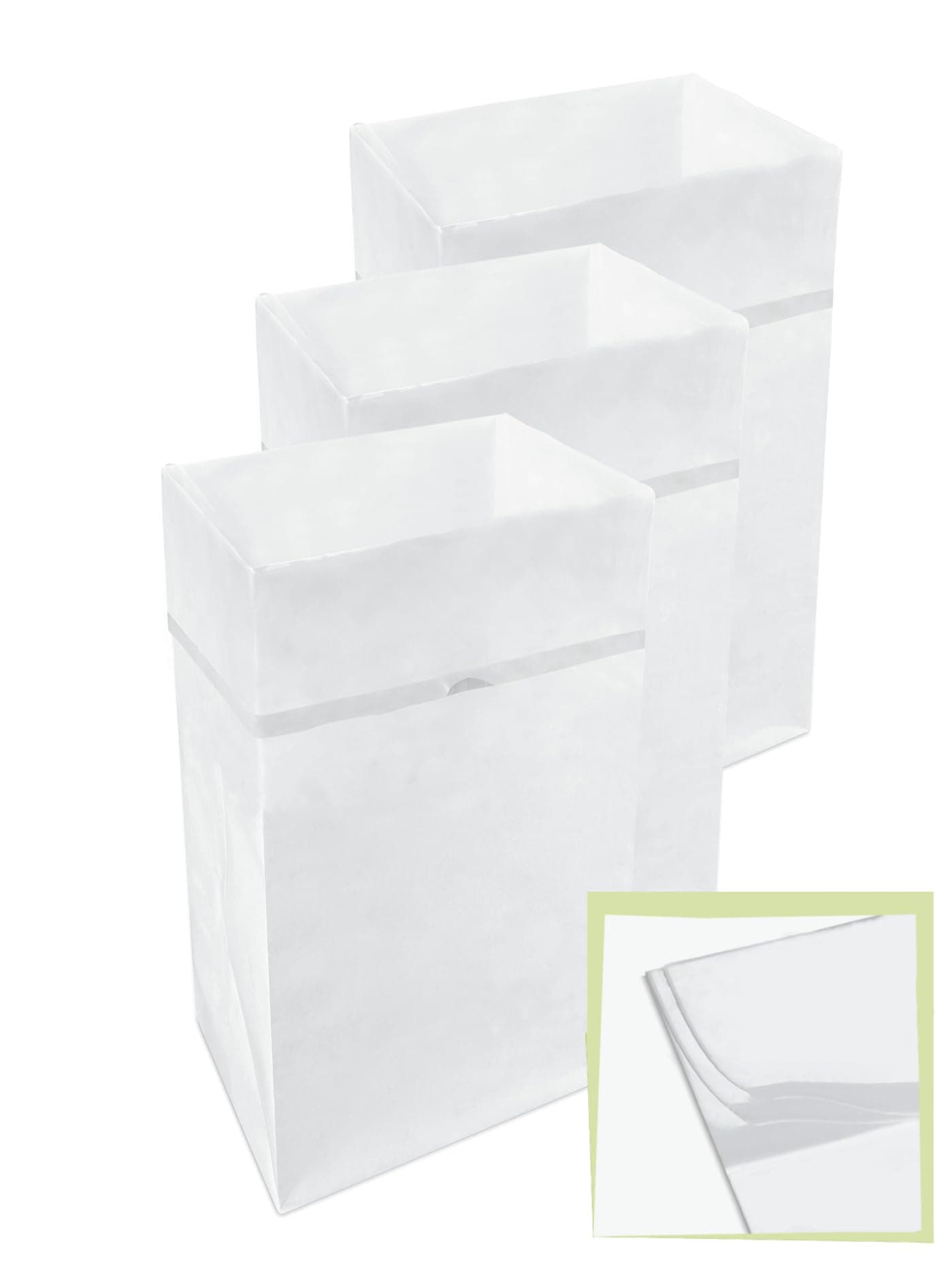 Clean Cubes 30 Gallon Disposable PopUp Trash Cans 3Pack MultiLiner with Fitted Bags Foldable Garbage Recycling Bins for Parties Events Kitchen White 30 H x 14 W x 17 D