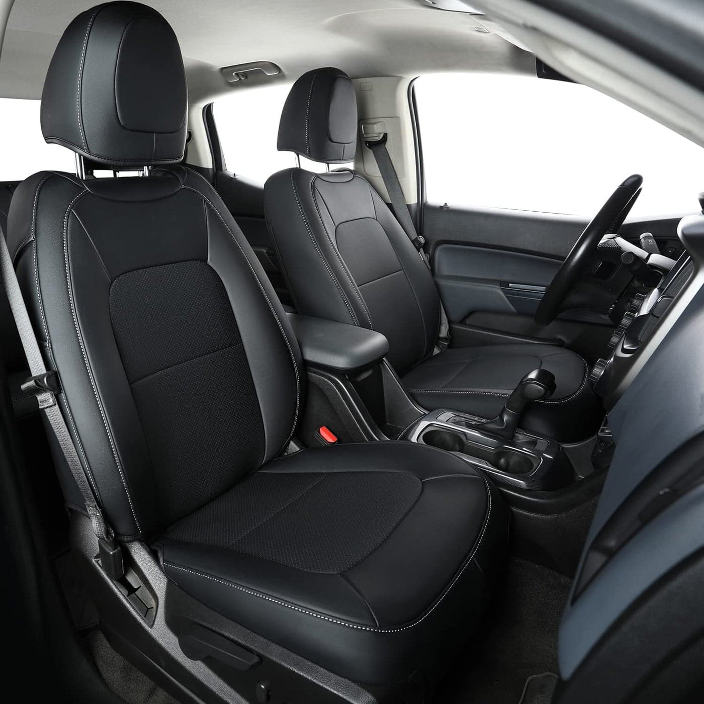 LUCKYMAN CLUB 2 Front Chevy Colorado Seat Covers fit for 20152022 Colorado Crew Cab Z71 LT ZR2 Work Truck with Faux Leather Black 2 pcs