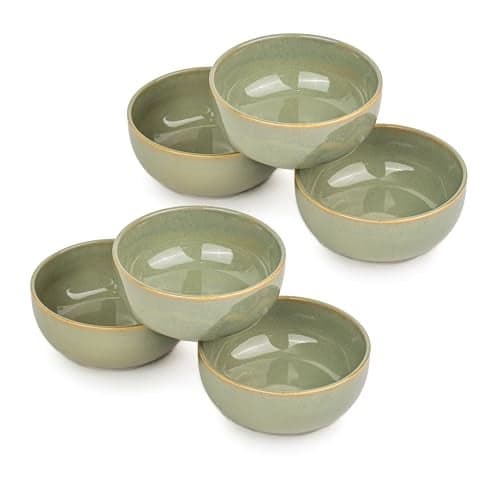 Shay Ceramic Veg Bowls Set of 6 for Dinner, 180ml, 6 Pieces - Pista | Katori Set of 6 | Glossy Finish | Porcelain | Ceramic Bowls Set of 6 | Dessert Bowl Set (Veg Bowl - Pista)