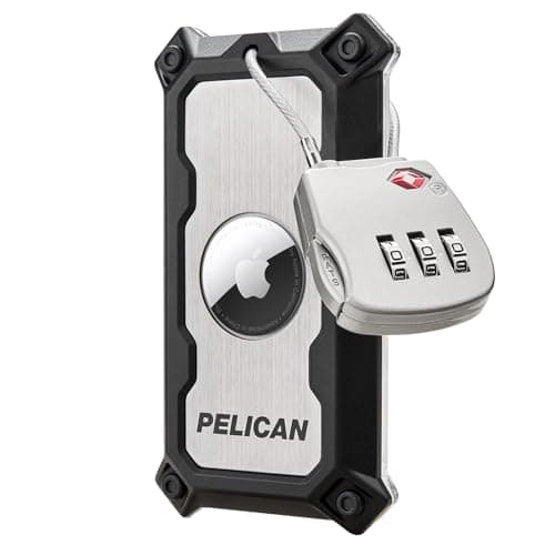 Pelican AirTag Tracker Luggage Lock Travel AirTag Holder Luggage Tag for Suitcases with TSAApproved Cable Lock 2Piece Installation Grade 5 Titanium Plate Tracker Brushed Titanium