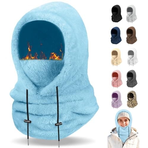 Finvizo Winter Balaclava Ski Mask: Windproof Fleece Warm Face Cover Hood for Men Women Outdoor Sports Snowboarding Skiing Hiking Cycling Breathable Thermal Cold Weather Gear, Blue