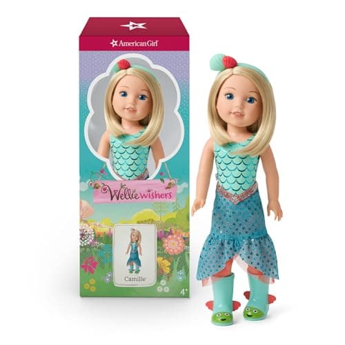 American Girl WellieWishers 145inch Camille Doll with Blue Leotard Mermaid Skirt Headband and Boots For Ages 4