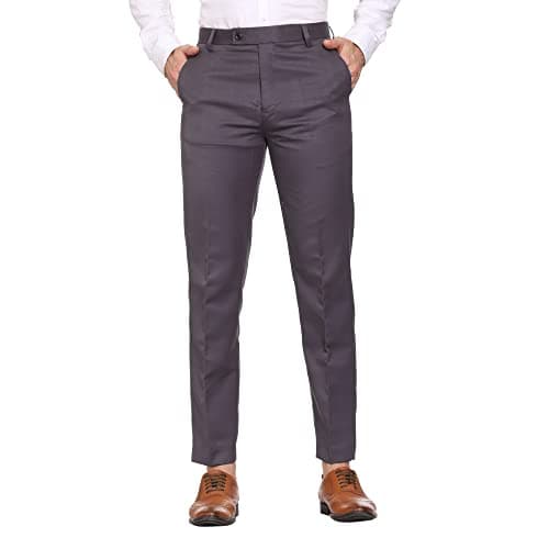 MALENO Men's Slim Fit Grey Mid Rise Trouser (ML109_Grey_34)