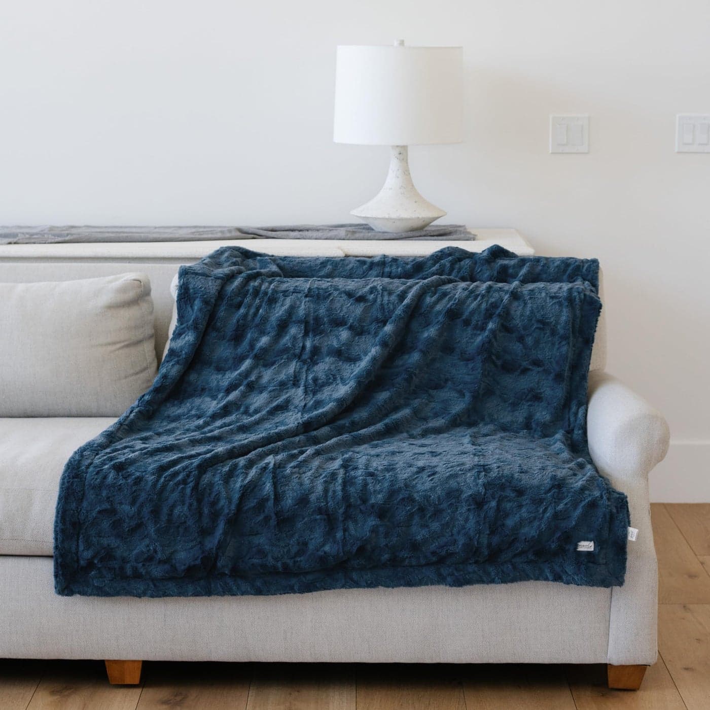 GRACED SOFT LUXURIES Throw Blanket Super Soft Warm Elegant Cozy Comfy Cozy Decorative Textured Faux Fur for Home Bed Couch Sofa Travel Large 50 x 60 Blue