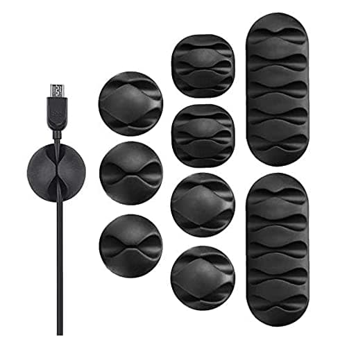 Volo® Cable Clips, Cable Organizer, Cord Management, Wire Management System,10 Pieces, Self Adhesive for Your Wires, Charging and Mouse Cord (Color: Black)