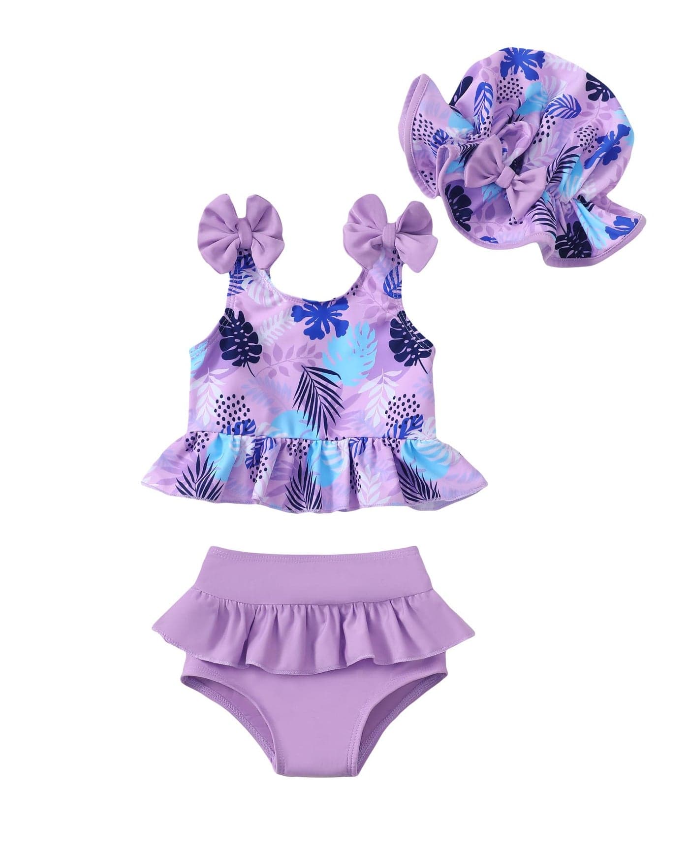 Mioglrie Baby Swimsuit Girl 6 9 12 Months Baby Bathing Suit Girl Two Piece Purple Hawaiian Bikini Summer Beach Swimwear Infant Tankini Set