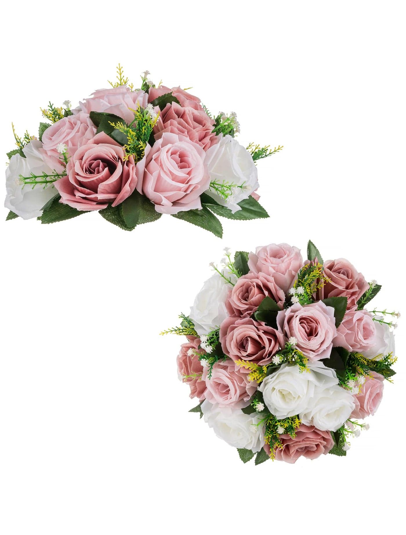 BLOSMON Dusty Rose Flowers Decoration 2 Pcs Pink Artificial Flowers Balls for Wedding Dinning Table Centerpieces Fake Silk Kissing Floral Arrangement for Home Party Event