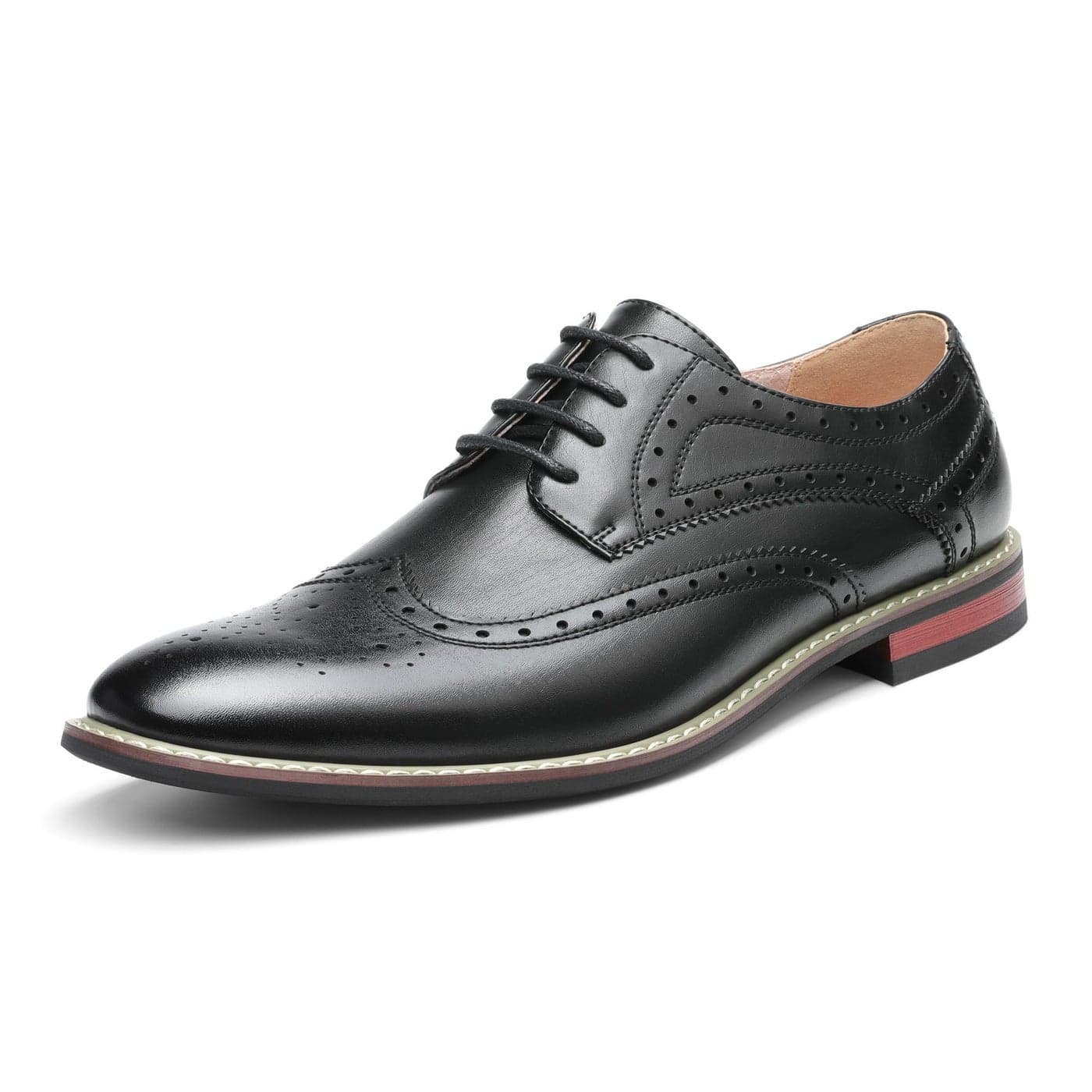Bruno HOMME MODA ITALY PRINCE Men's Classic Modern Oxford Wingtip Lace Dress Shoes,PRINCE-3-BLACK,9.5 D(M) US