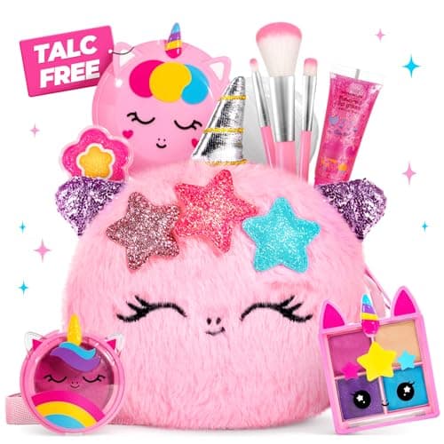 ULOVEME TalcFree Kids Real Makeup Kit for Little Girls MicaBased Safe Formula Real Non Toxic Washable Ideal for 4 5 6 7 8 Years Old Girls Birthday Dress Up Party