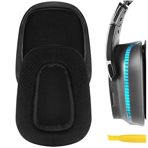 Geekria Comfort Mesh Fabric Replacement Ear Pads for Logitech G533, G633, G635, G933, G935 Headphones Ear Cushions, Repair Parts with Video Guide (Black)