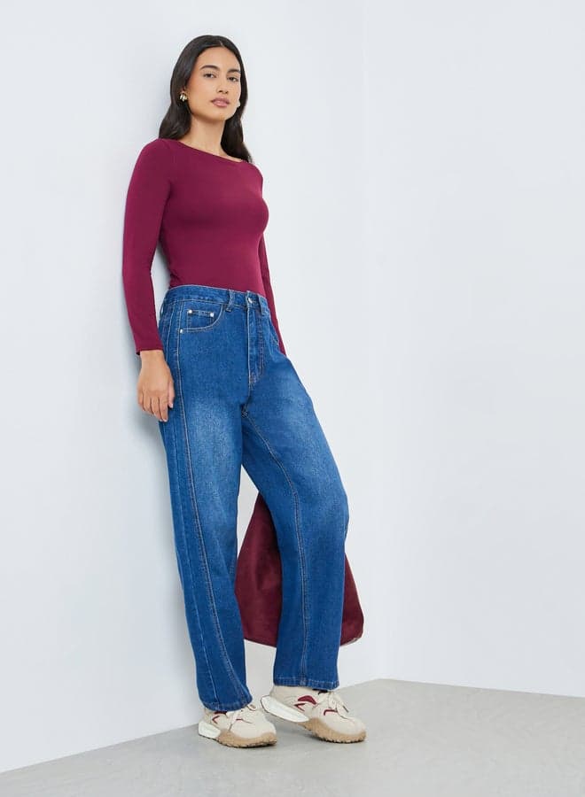 Women High Rise Relaxed Fit Faded Jeans