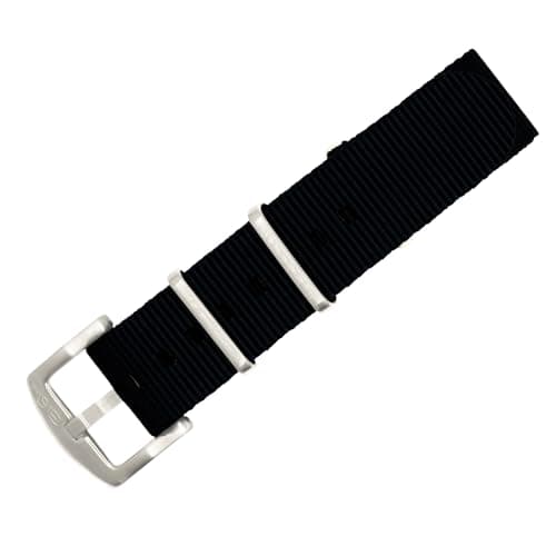 BluShark - Original Collection Military-Style Waterproof Watch Strap, Fits All Timepiece Brands, Durable Nylon Wristwatch Accessories with Stainless Steel Buckle, Black, 18mm