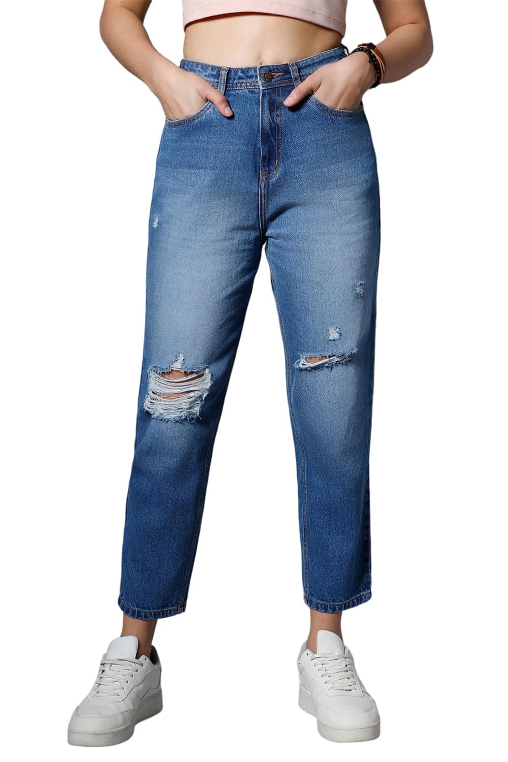 HIGH STAR Women High Rise Regular Fit Stretchable Jeans (Hswjns1997_Blue_36)