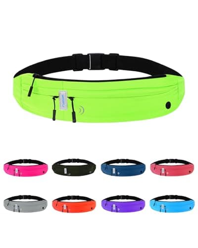 WATERFLY Running Belt Fanny Pack: Runner Marathon Jogging Waist Pack Sport Workout Exercise Fitness Phone Holder Belt for Men Women Jogger Slim Waistband