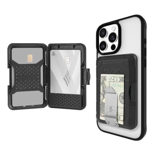 Pelican Magnetic Money Clip Wallet Card Holder RFID Blocking Heavy Duty MILSTD Snapon MagSafe Wallet for iPhone Detachable Magnetic Card Holder for iPhone 17 Pro Max161514Pixel 10 Black
