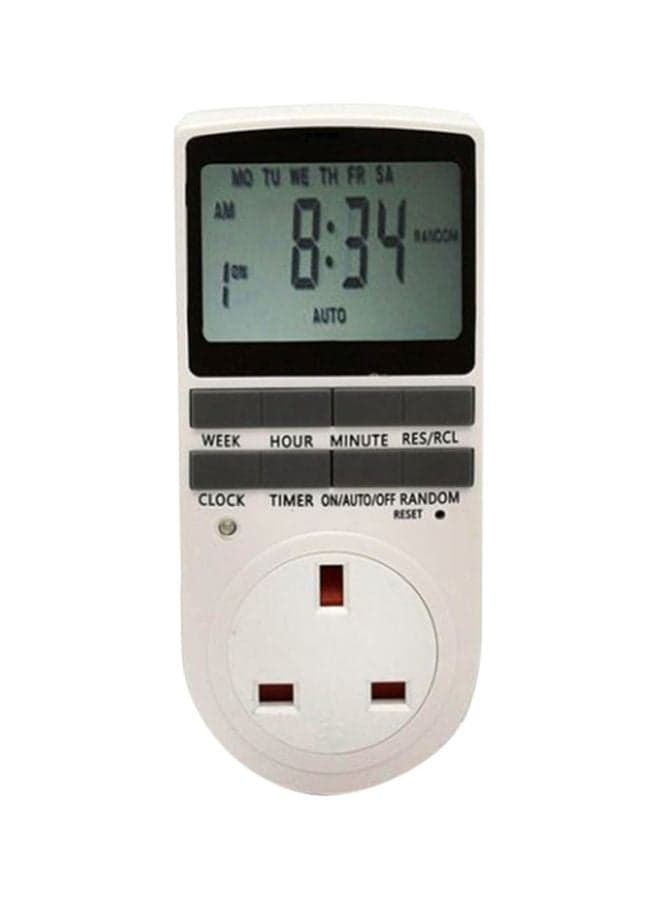 12/24 Hour Programmable 230V LCD Digital Electronic Plug-In Timer White/Black