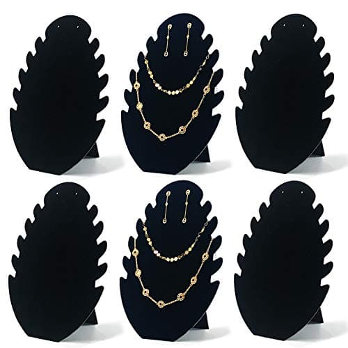 7TH VELVET Jewelry Display Stand Necklace Display Stand, Jewelry Easel Necklace and Earing Set Display Large Capacity Necklace Holder Velvet, 6PCS