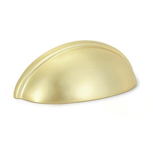 HOMOTEK 10 Pack 3 Inch Hole Centers Brushed Brass Drawer Bin Cup Pulls Dresser Pulls for Cabinets, Furniture Handles, Kitchen Cabinet Hardware