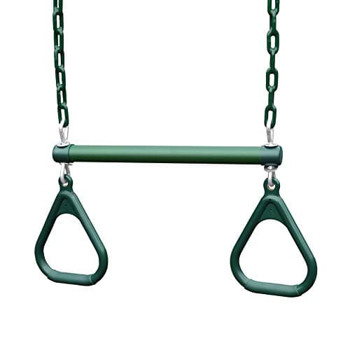 Gorilla Playsets 040006GG 17 Trapeze Bar Assembly with Rings Green Bar Rings 365 Plastisol Coated Chains
